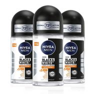 Nivea Black & White Invisible Antiperspirant Ter Önleyici Leke Yapmayan 3x50 ml Erkek Roll-On Deodorant