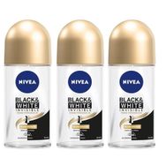 Nivea Black White Invisible Ipeksi Pürüzsüzlük 3x50 ml Kadın Roll-On