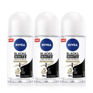 Nivea Black White Invisible Ipeksi Pürüzsüzlük 3x50 ML Kadın Roll-On
