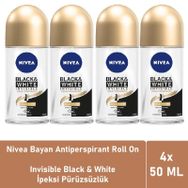 Nivea Black&White Invisible İpeksi Pürüzsüzlük 4 x 50 ml Kadın Roll-On Deodorant