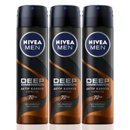 Nivea Deep Dimension Aktif Karbon Espresso 3x150 Ml Erkek Deodorant