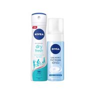 Nivea Dry Fresh Antiperspirant Ter Önleyici Leke Yapmayan Kadın Sprey Deodorant 150 ml + Tıraş Jeli 200 ml