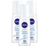 Nivea Fresh Natural Pump 3x75 ml Kadın Sprey Deodorant
