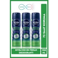 Nivea Fresh Sensation 3x150 ml Erkek Sprey Deodorant