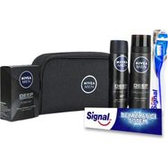 Nivea Kişisel Bakım Çantalı Erkek Bakım Seti + Signal Beyazlatıcı 75 ml Diş Macunu + Diş Fırçası