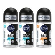 Nivea Men Black White Invisible Güçlü Etki 50 ml ve Black White Invisible Fresh 50 ml Erkek Roll On Deodorant