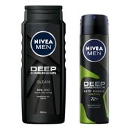 Nivea Men Deep Dimension 500 ml Duş Jeli ve Deep Dimension Amazonia 150 ml Erkek Sprey Deodorant