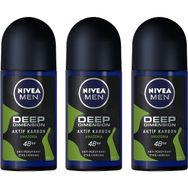 Nivea Men Deep Dimension Amazonia Aktif Karbon 3x50 ml Erkek Roll-On Deodorant