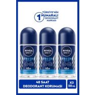 Nivea Men Erkek Fresh Active 48 Saat Deodorant Koruması 3x50 ml Roll-On Deodorant