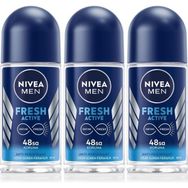 Nivea Men Erkek Fresh Active 48 Saat Deodorant Koruması 3x50 ml Roll-On Deodorant