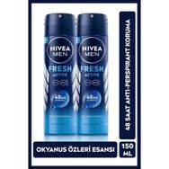 Nivea Men Fresh Active 2x150 ML Erkek Sprey Deodorant