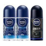 Nivea Men Fresh Active 2x50 ml ve Deep Dimension 50 ml Erkek Roll On Deodorant