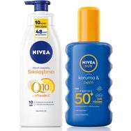 Nivea Sun Güneş Koruyucu & Sıkılaştırıcı Kişisel Bakım Seti SPF50+ Güneş Kremi 200 ml ve Vücut Losyonu