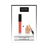 Note Drop 02 Charming Desert Highlighter+06 Flawless Pembe Lip Gloss