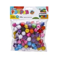 Nova Color NC-884 Simli 20 mm Karışık Renk Simli 100'lü Ponpon
