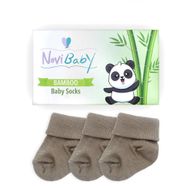 Novibaby Bambu Beige 0-6 Ay 3'lü Yenidoğan Bebek Çorabı