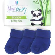 Novibaby Bambu Navy Blue 0-6 Ay 3'lü Yenidoğan Bebek Çorabı