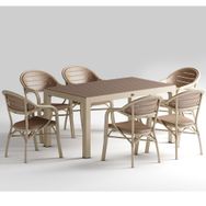 Novussi Bamboo 6'lı Cappucino Çöl Kahvesi Set Camlı Masa