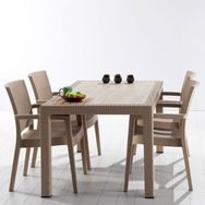 Novussi Rattan Claris 150 Cappuccino Masa Takımı Balkon Bahçe Mobilyası
