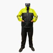 Nukrotech Astarlı Cepli PVC Su Geçirmez Motosiklet Yağmurluğu Siyah - Sarı