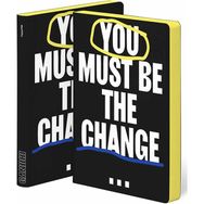 Nuuna Gri Be The Change A5 Premium Kağıt 256 Sayfa Noktalı Deri Defter