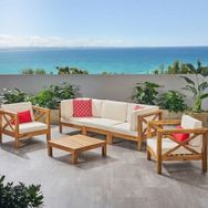 Oduns Ahşap 3+1+1 Çapraz Bahçe Balkon Teras Oturma Grubu