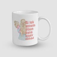 Offo Bi Tek Annem Olsun Bana Bişey Olmaz Yazılı Beyaz 300 ml Bardak Kupa