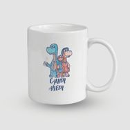 Offo Canım Ailem Yazılı Dinazor Ailesi Tasarımlı Beyaz 300 ml Bardak Kupa