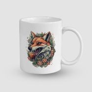Offo Fox and Beer Tasarımlı Beyaz 300 ml Bardak Kupa