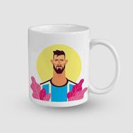 Offo Karikatür Tasarımlı Messi Beyaz 300 ml Bardak Kupa