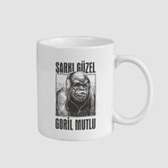 Offo Müzik Güzel Goril Mutlu Yazılı Beyaz 300 ml Bardak Kupa