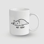 Offo Not Today Yılgın Kedi Tasarımlı Beyaz 300 ml Bardak Kupa
