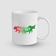 Offo Sell Buy Borsa İşlemleri Tasarımlı Beyaz 300 ml Bardak Kupa
