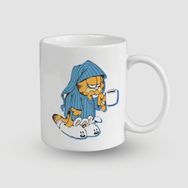 Offo Uykucu Garfield Tasarımlı Beyaz 300 ml Bardak Kupa