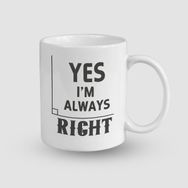 Offo Yes I'm Always Right Yazılı Beyaz 300 ml Bardak Kupa