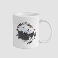Offo Ying Yang Cats Tasarımlı Beyaz 300 ml Bardak Kupa