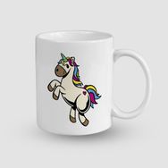 Offo Zıplayan Unicorn Tasarımlı Beyaz 300 ml Bardak Kupa