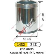 Ofis Tipi Paslanmaz Çemberli Çöp Kovası