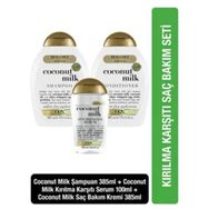 OGX Besleyici Coconut Milk Sülfatsız 385 ml Şampuan + Coconut Milk 100 ml Kırılma Karşıtı Serum Seti