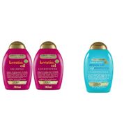 OGX Keratin Oil Kırılma Karşıtı Sülfatsız 2x385 ml Şampuan + OGX 385 ml Argan Oil Morocco Sülfatsız Saç Kremi