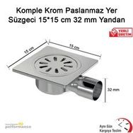 Okçu Kardeşler 0187 15x15 cm 32 mm Yandan Komple Krom Paslanmaz Yer Süzgeci