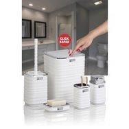 Okyanus Home Luna Beyaz Kromlu Kare 5'li Banyo Seti