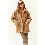 Olalook CKT-19000328 Vizon Düğmeli Cepli Astarsız Oversize Kadın Ceket