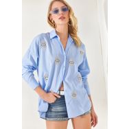 Olalook GML-19000992 Bebe Mavi Payet Kadın Gömlek