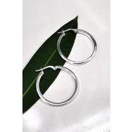Omar Silver Halka Model Kare Kesim Şarnel 29 mm 925 Ayar Kadın Gümüş Küpe