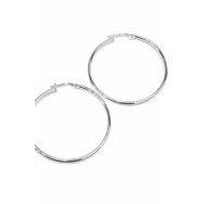 Omar Silver Halka Model Yuvarlak Kesim Şarnel 45 mm 925 Ayar Kadın Gümüş Küpe
