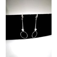 Omar Silver İthal Rodyumlu Zirkon Taşlı Sallantılı 925 Ayar Kadın Gümüş Küpe