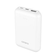Omars 10000 mAh PD 20W Çift Çıkışlı Type-C ve USB-A Beyaz Mini Powerbank