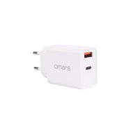 Omars 20W PD Çift Portlu USB-C ve USB-A Hızlı Şarj Cihazı