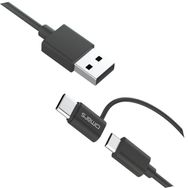 Omars 2'si 1 Arada 1.2 m Type-C Micro Siyah USB Şarj ve Data Kablosu